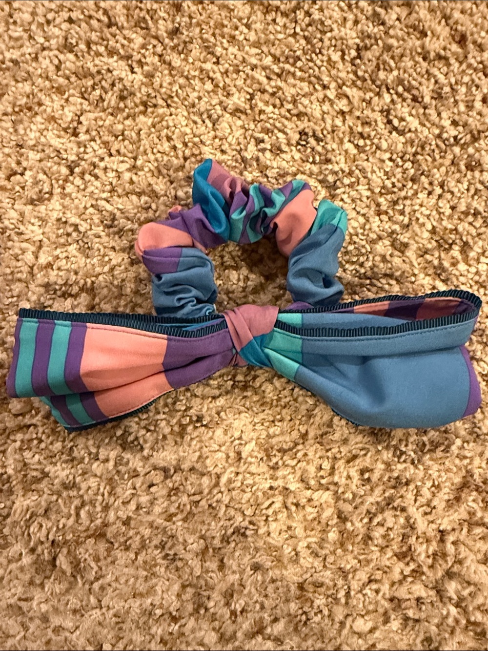 Ivivva Kids Multicolor Bow Scrunchie Hair Tie - Blue, Purple & Pink